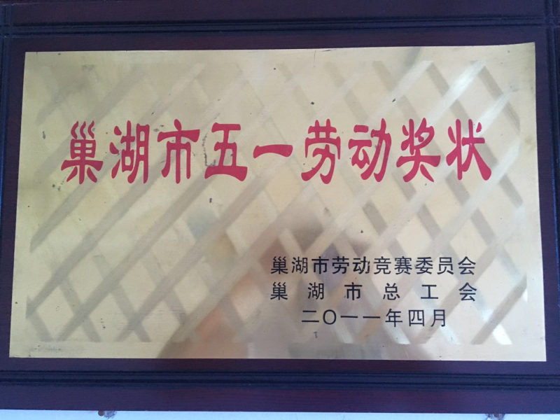 巢湖市五一勞動獎狀